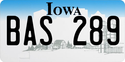 IA license plate BAS289