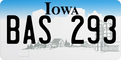 IA license plate BAS293
