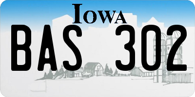 IA license plate BAS302