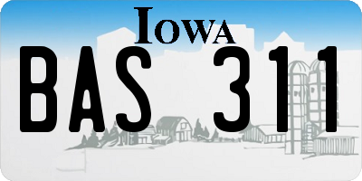 IA license plate BAS311