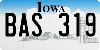 IA license plate BAS319