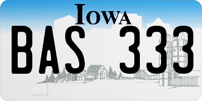 IA license plate BAS333
