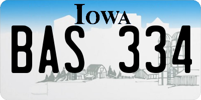 IA license plate BAS334