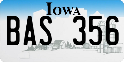 IA license plate BAS356