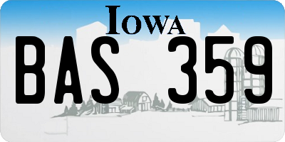 IA license plate BAS359