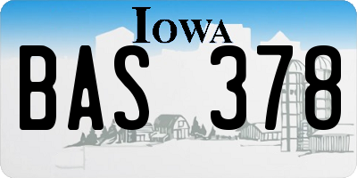 IA license plate BAS378