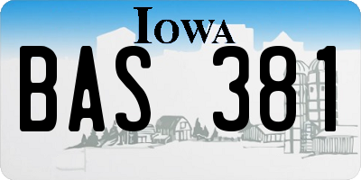 IA license plate BAS381