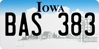 IA license plate BAS383