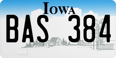 IA license plate BAS384