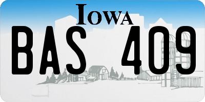 IA license plate BAS409