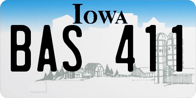 IA license plate BAS411