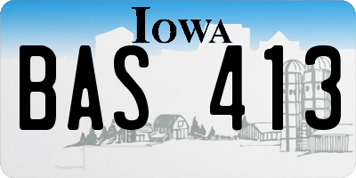 IA license plate BAS413