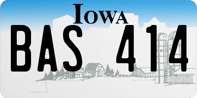 IA license plate BAS414