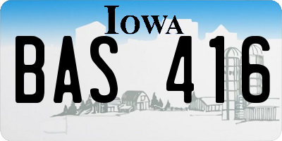 IA license plate BAS416
