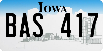 IA license plate BAS417