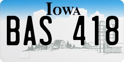 IA license plate BAS418