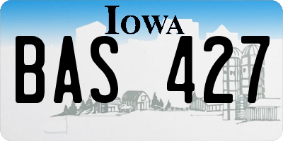 IA license plate BAS427