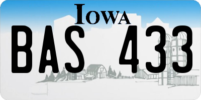 IA license plate BAS433