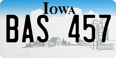 IA license plate BAS457