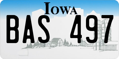 IA license plate BAS497