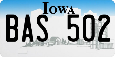 IA license plate BAS502