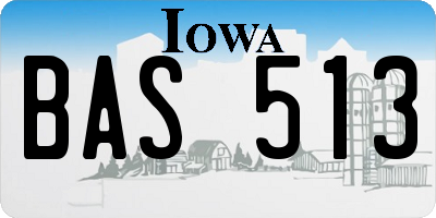 IA license plate BAS513