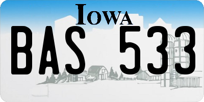 IA license plate BAS533