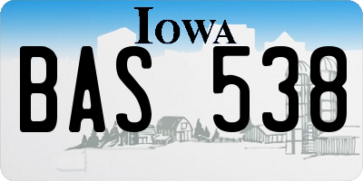 IA license plate BAS538