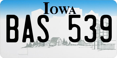 IA license plate BAS539