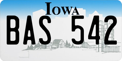 IA license plate BAS542