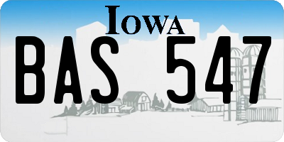 IA license plate BAS547