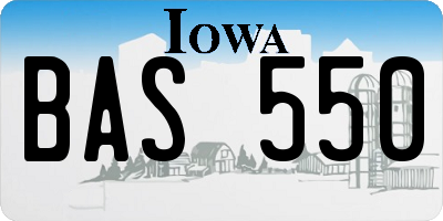 IA license plate BAS550