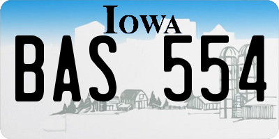 IA license plate BAS554