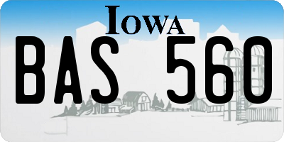 IA license plate BAS560