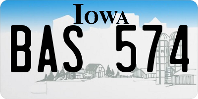 IA license plate BAS574