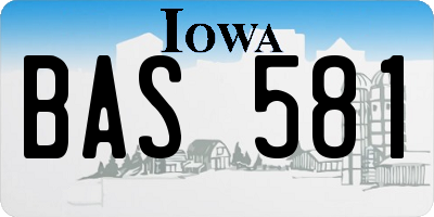 IA license plate BAS581