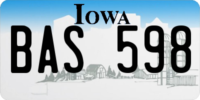 IA license plate BAS598