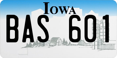 IA license plate BAS601