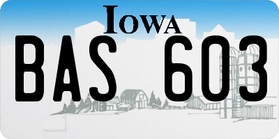 IA license plate BAS603