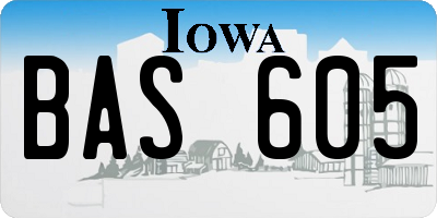 IA license plate BAS605
