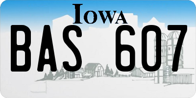 IA license plate BAS607