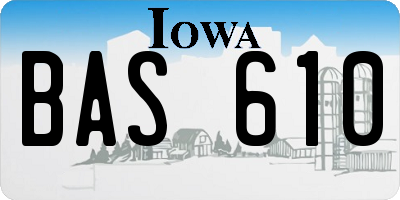 IA license plate BAS610