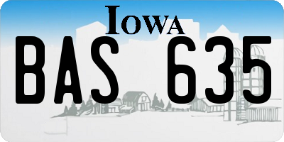 IA license plate BAS635