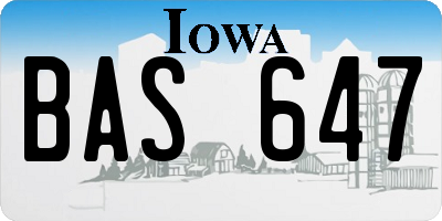 IA license plate BAS647