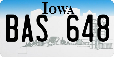 IA license plate BAS648