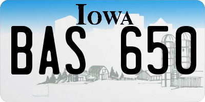 IA license plate BAS650
