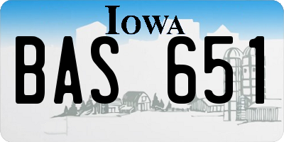 IA license plate BAS651