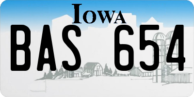 IA license plate BAS654