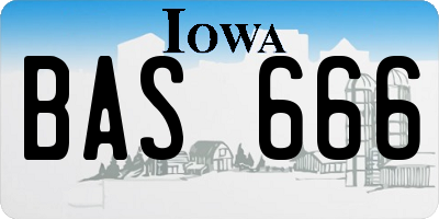 IA license plate BAS666