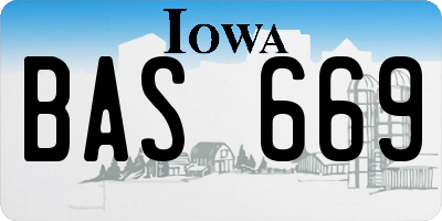 IA license plate BAS669